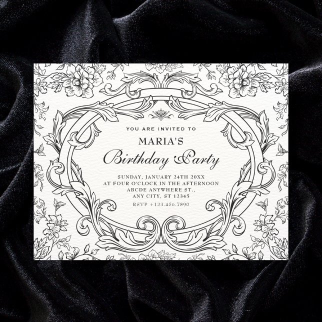 Floral classic vintage birthday invitation (Creator Uploaded)