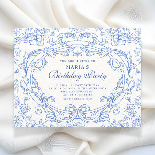 Floral classic vintage birthday invitation