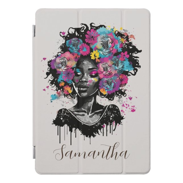 Floral Classy Afro Woman iPad Pro Cover (Front)