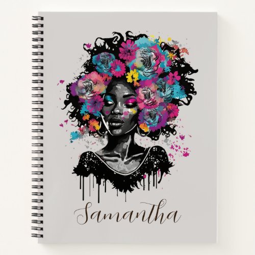 Floral Classy Afro Woman Notebook