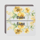 Pretty Aqua Floral CLEAN DIRTY Dishwasher Magnet