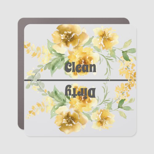 Floral CleanDirty Dishwasher Magnet