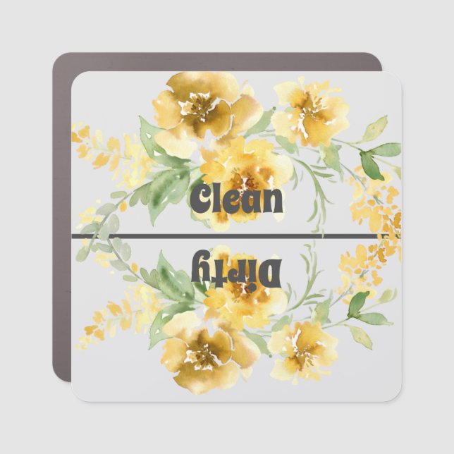 Floral Clean/Dirty Dishwasher Magnet (Front)