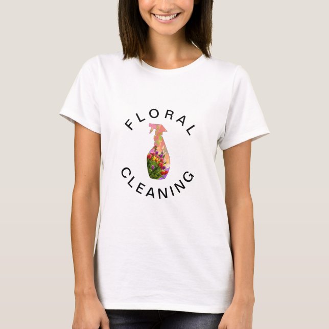 Floral Cleaning Nature Care Spray Bottle T-Shirt (Front)