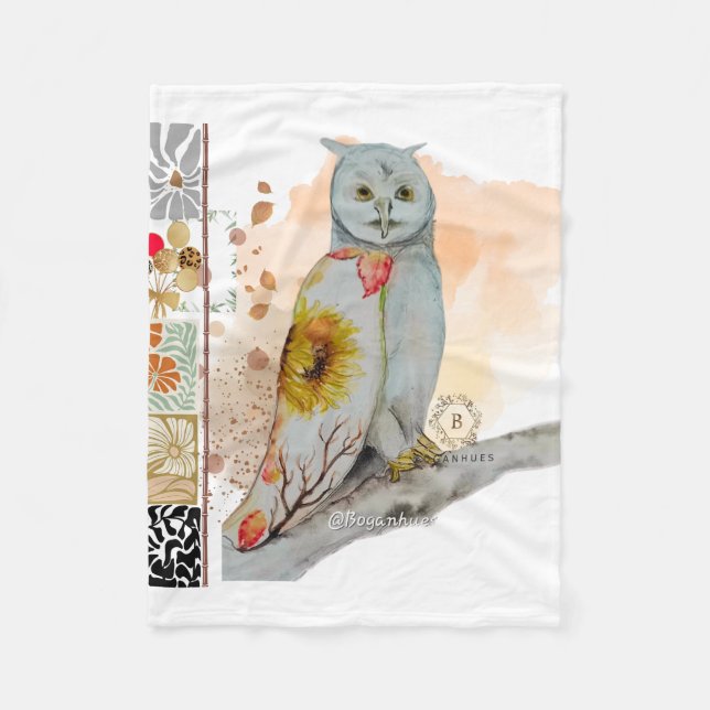 FLoral Cloak Owl Fleece Baby Blanket (Front)
