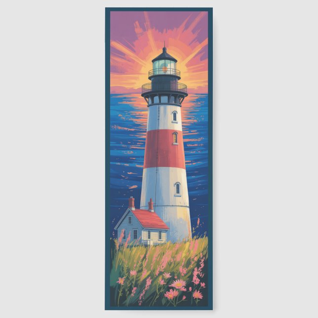 Floral Coastal Lighthouse Bookmarks (Front)