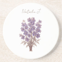 Floral Coaster, Personalized Larkspur