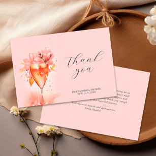 Floral & Cocktail Bridal Shower Thank You Card