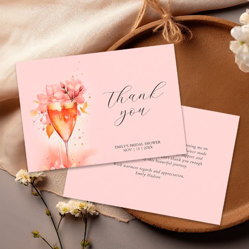 Floral  Cocktail Bridal Shower Thank You Card