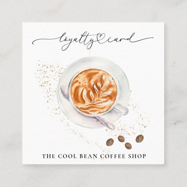 *~* Floral Coffee Bean Espresso QR Rewards Cafe Loyalty Card (Back)