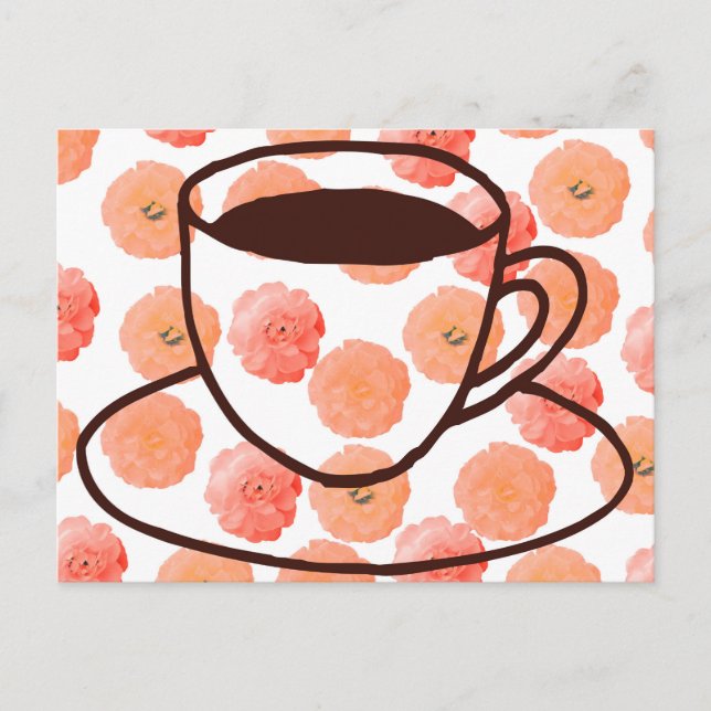 Floral Coffee Cup Postcard (Front)
