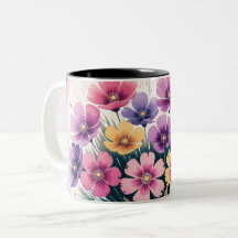 "Floral Coffee Mug – Botanical Flower Cup
