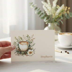 Floral Coffee Mug Personalized Note Card