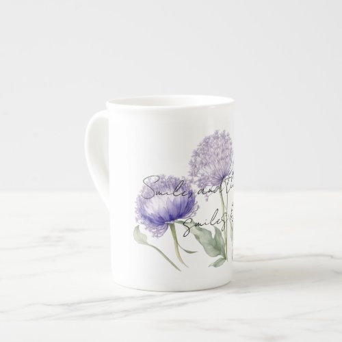 Floral coffee mug spring wildflowers bone china mug