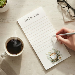 Floral Coffee Mug To-Do List Magnetic Notepad