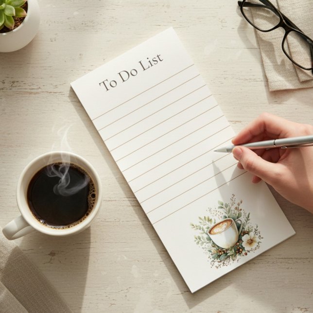 Floral Coffee Mug To-Do List Magnetic Notepad (Creator Uploaded)