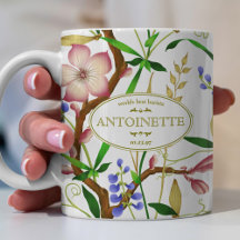 Floral Coffee Mug Victorian Style Add Your Name