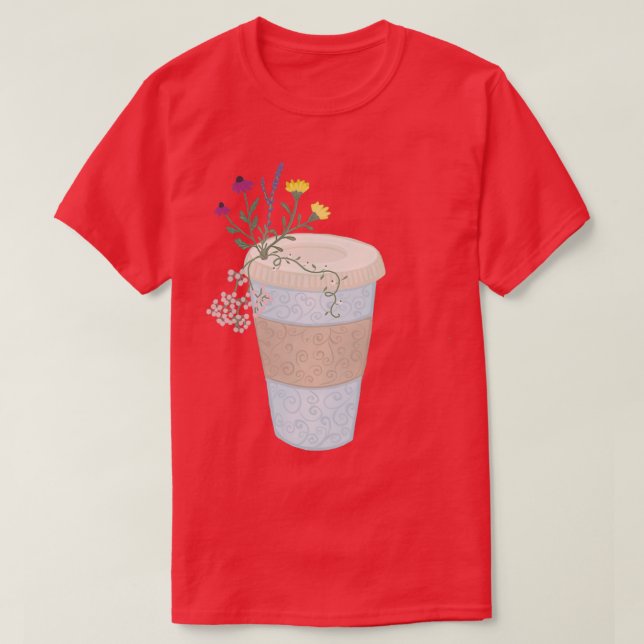 Floral coffee T-Shirt (Design Front)