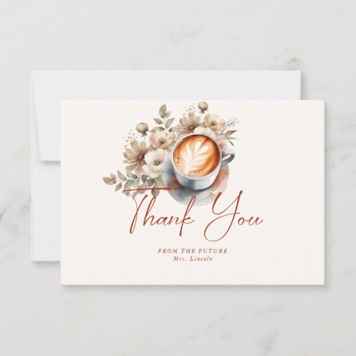 Floral Coffee Themed Bridal Shower Thank You Card