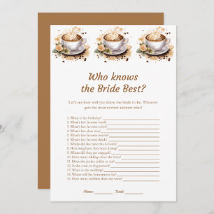 Floral Coffee Who Knows the Bride Best Game Cards