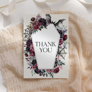 Floral Coffin Halloween Baby Shower Letterpress Thank You Card