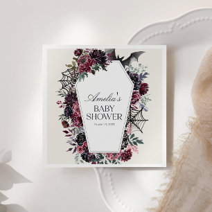 Floral Coffin Halloween Baby Shower Napkins