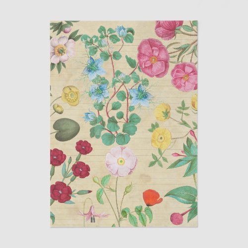 Floral Collage Decoupage Tissue Paper Sheet