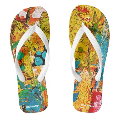 Floral Collage Flip Flops