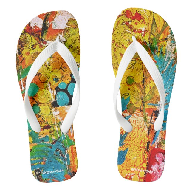 Floral Collage Flip Flops (Footbed)