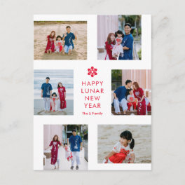 Floral Collage Lunar New Year Chinese New Year Holiday Postcard