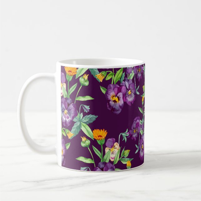 Floral collage, seamless pattern, abstract digital coffee mug (Left)