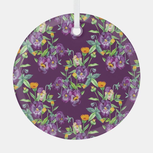 Floral collage, seamless pattern, abstract digital glass ornament (Front)