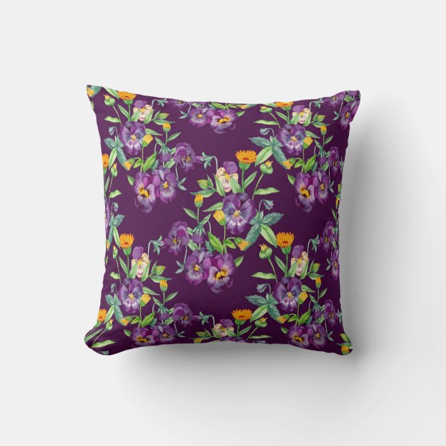 Floral collage, seamless pattern, abstract digital throw pillow (Front)