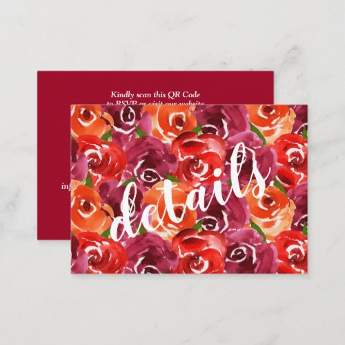 Floral Collage Wedding QR Code Details Enclosure Card