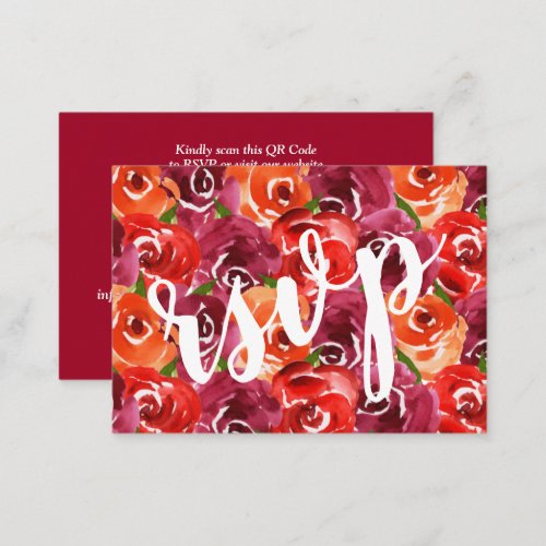 Floral Collage Wedding QR Code RSVP Enclosure Card