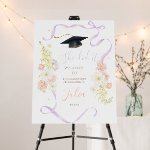 Floral College Graduation She Did It Welcome sign 