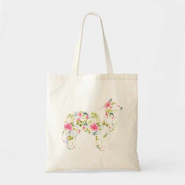 Floral Collie BFFL Tote Bag (Front)
