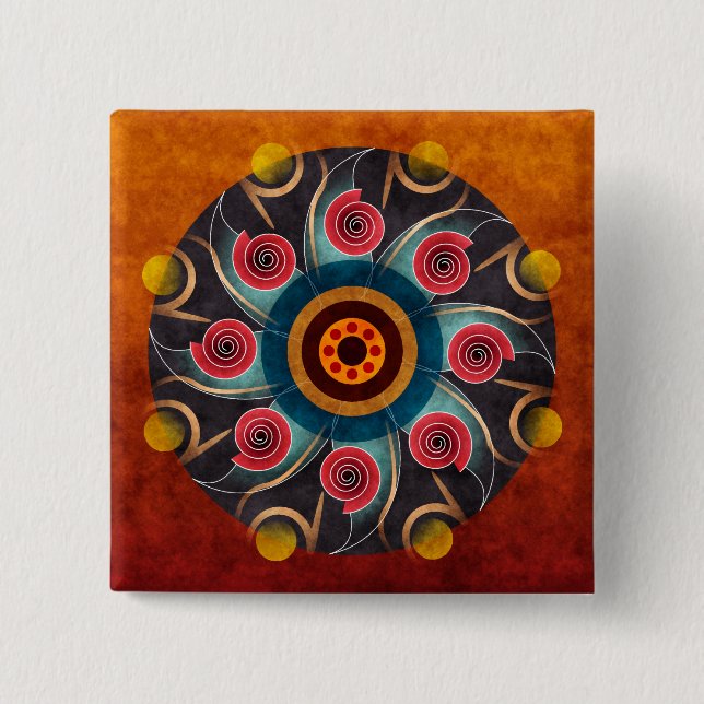 Floral Color Abstract Vector Art Button (square) (Front)