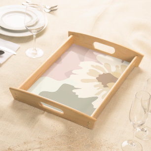 Floral Color Blocks Modern Home Decor Serving Tray