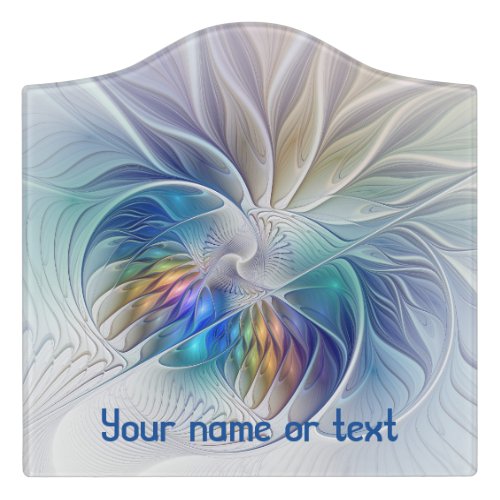 Floral Colorful Abstract Fractal Flower Custom Door Sign