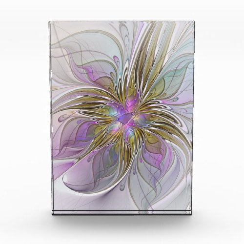 Floral Colorful Abstract Fractal With Pink  Gold Acrylic Award