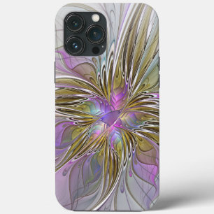 Floral Colorful Abstract Fractal With Pink & Gold iPhone 13 Pro Max Case
