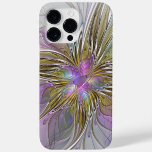 Floral Colorful Abstract Fractal With Pink & Gold Case-Mate iPhone 14 Pro Max Case