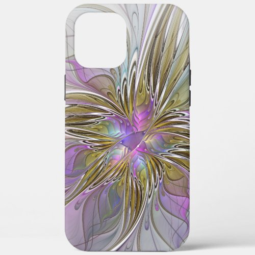 Floral Colorful Abstract Fractal With Pink  Gold iPhone 12 Pro Max Case