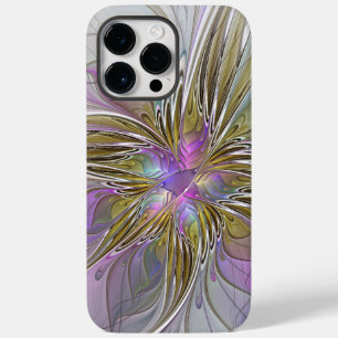 Floral Colorful Abstract Fractal With Pink & Gold Case-Mate iPhone 14 Pro Max Case