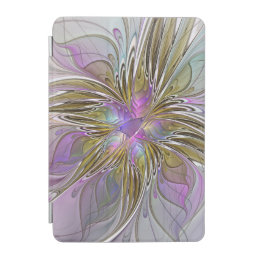 Floral Colorful Abstract Fractal With Pink &amp; Gold iPad Mini Cover
