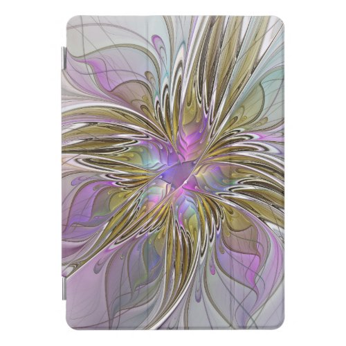 Floral Colorful Abstract Fractal With Pink  Gold iPad Pro Cover