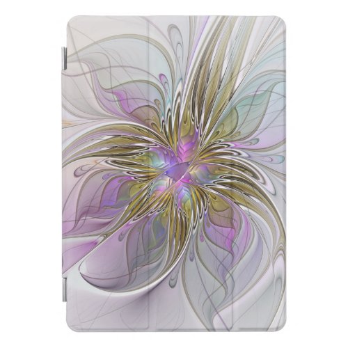 Floral Colorful Abstract Fractal With Pink  Gold iPad Pro Cover
