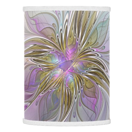 Floral Colorful Abstract Fractal With Pink  Gold Lamp Shade