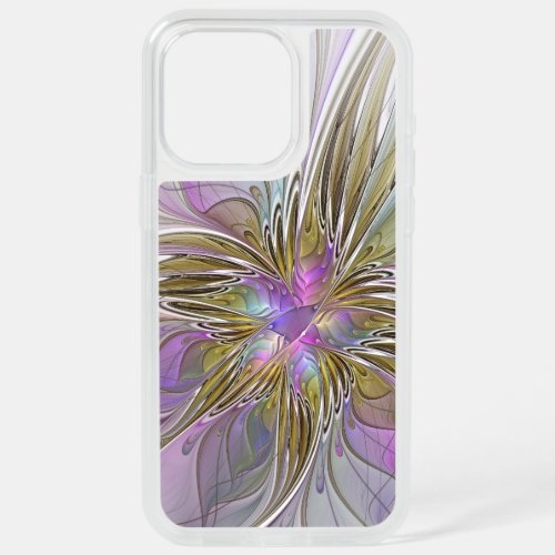 Floral Colorful Abstract Fractal With Pink  Gold iPhone 15 Pro Max Case